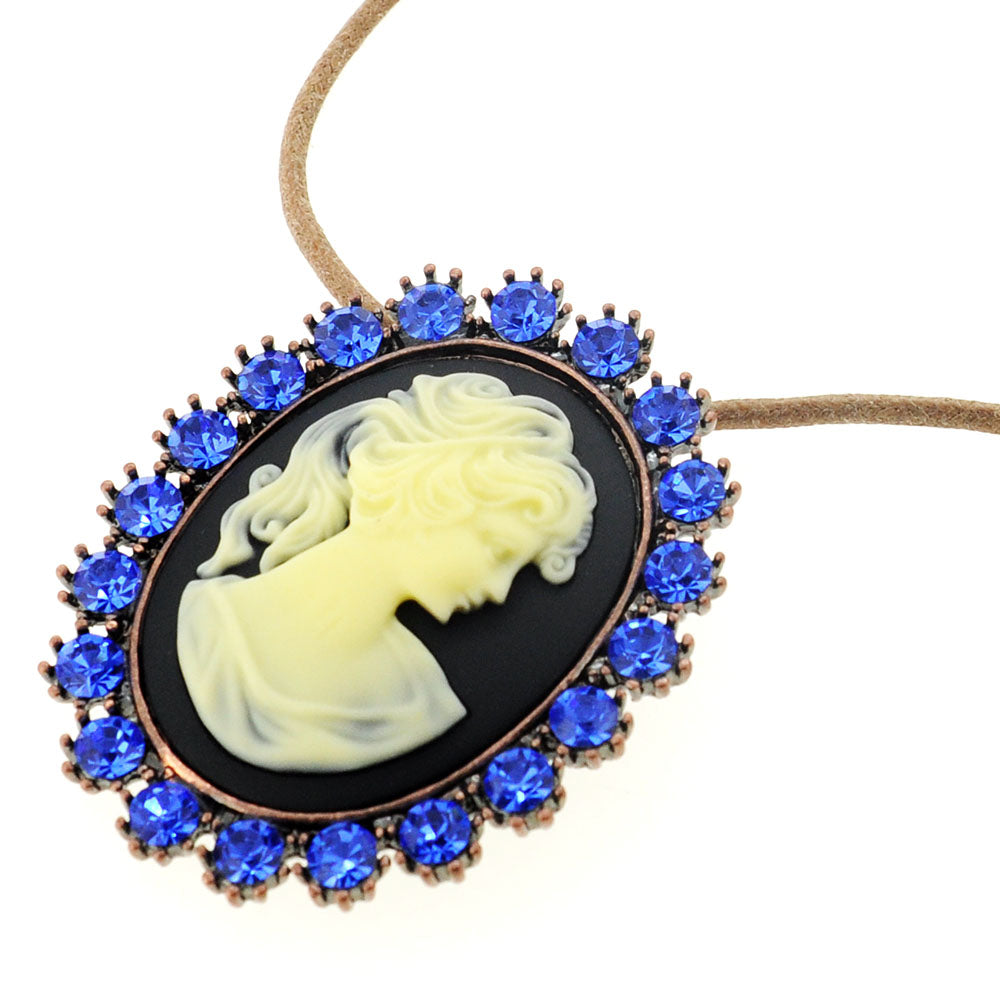 Blue Cameo Crystal Pin Brooch and Pendant