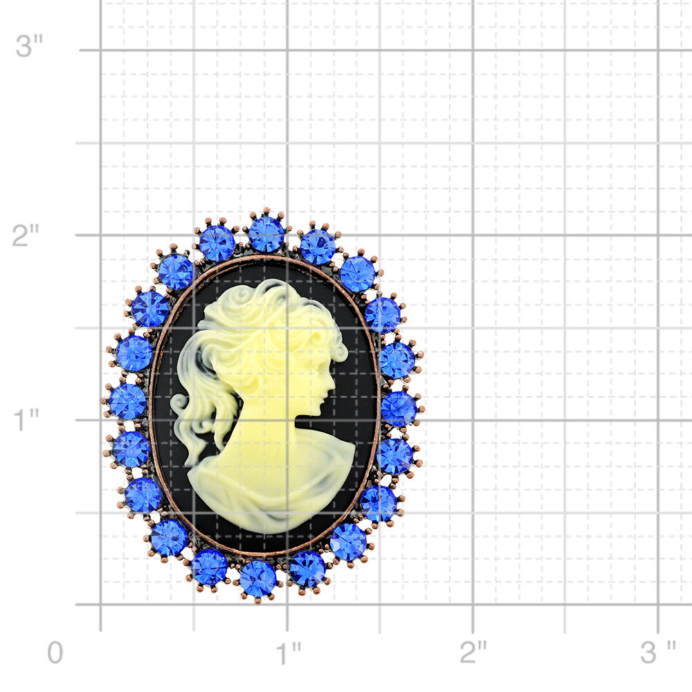 Blue Cameo Crystal Pin Brooch and Pendant