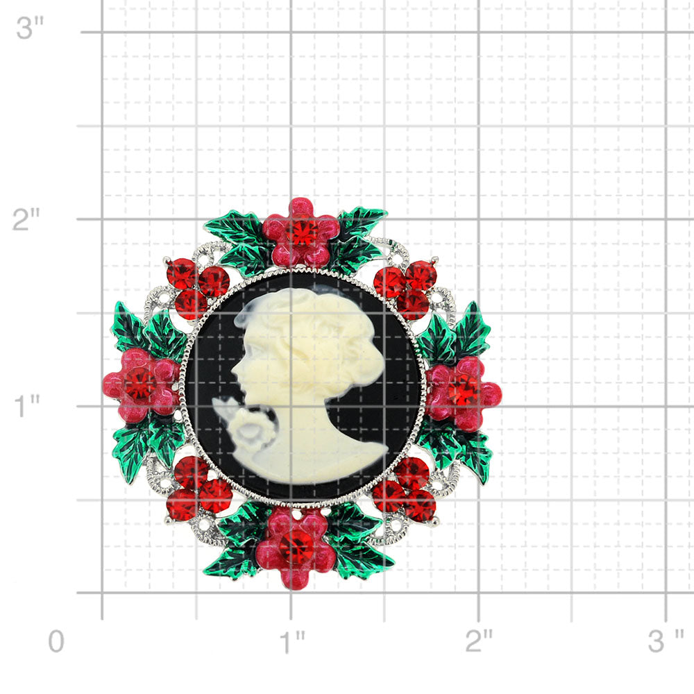 Multicolor Wreath Cameo Crystal Pin Brooch And Pendant