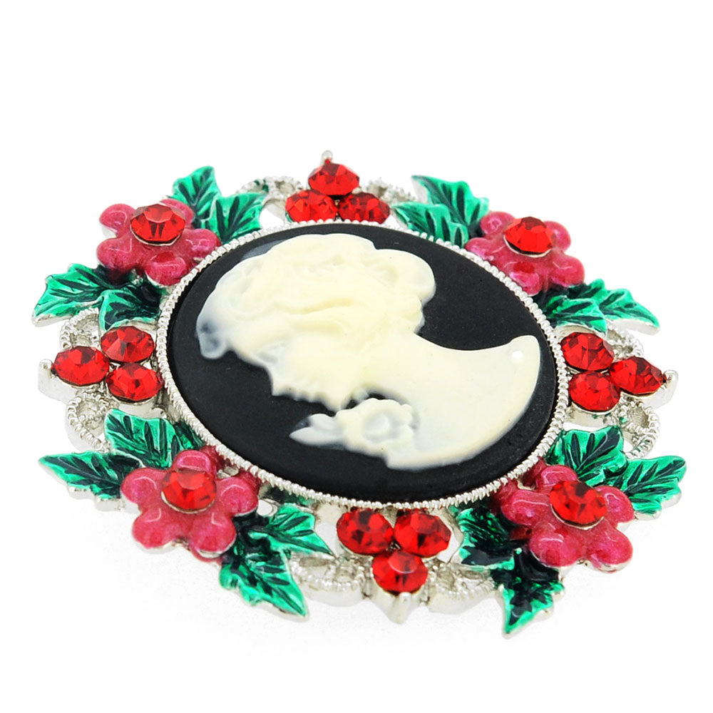 Multicolor Wreath Cameo Crystal Pin Brooch And Pendant