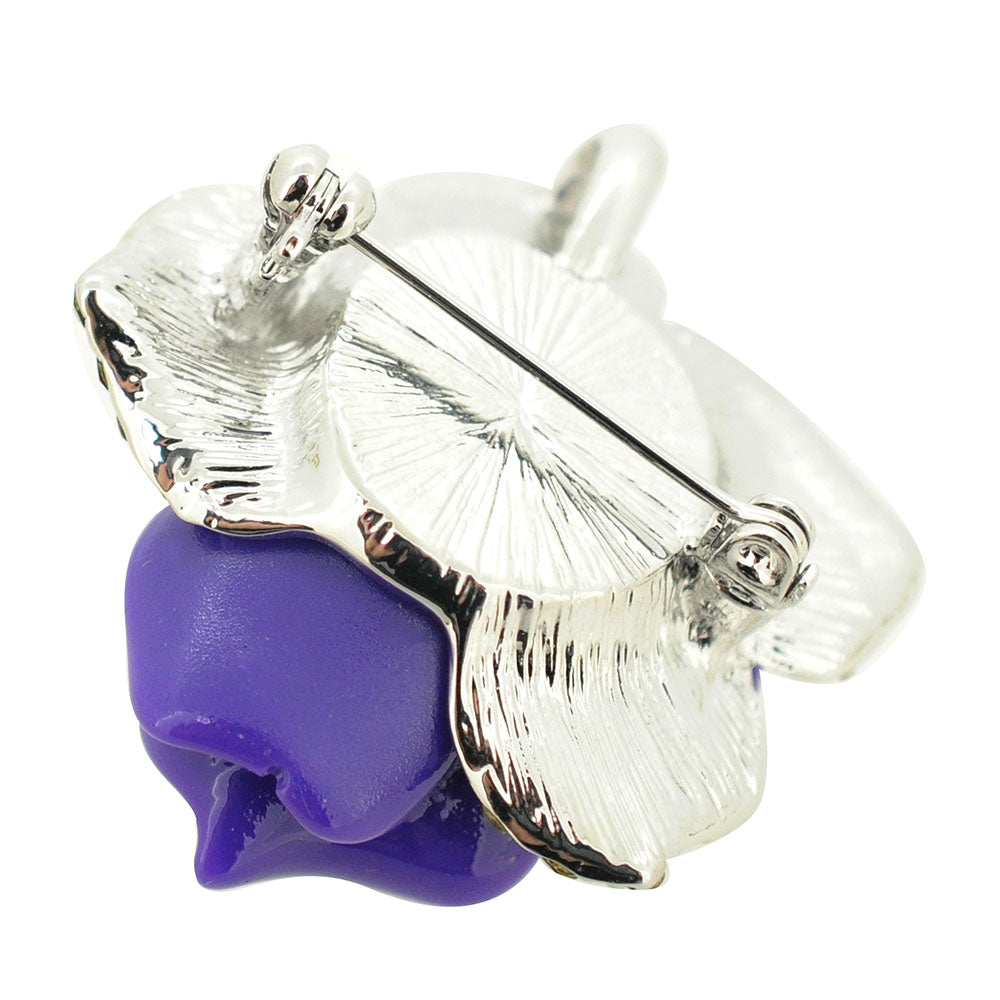 Dark Amethyst Purple Enamel Rose Pin Brooch