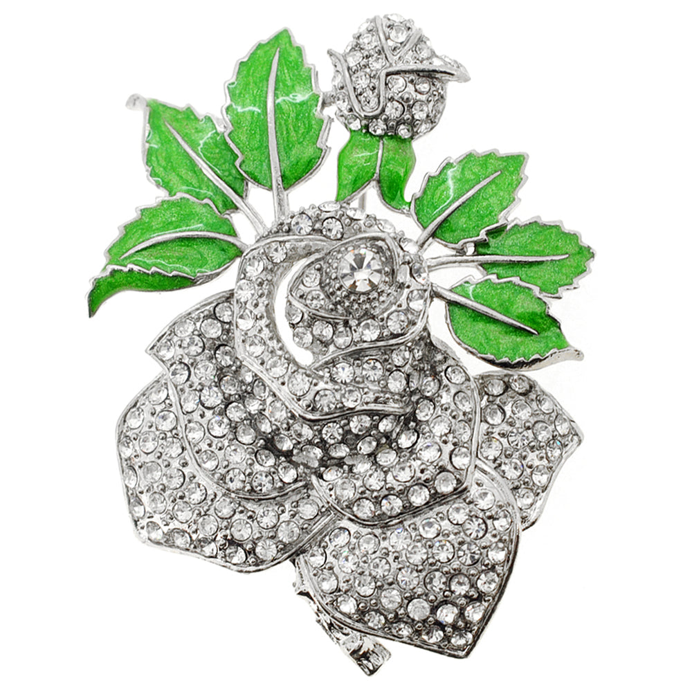 Crystal Flower Pin Brooch