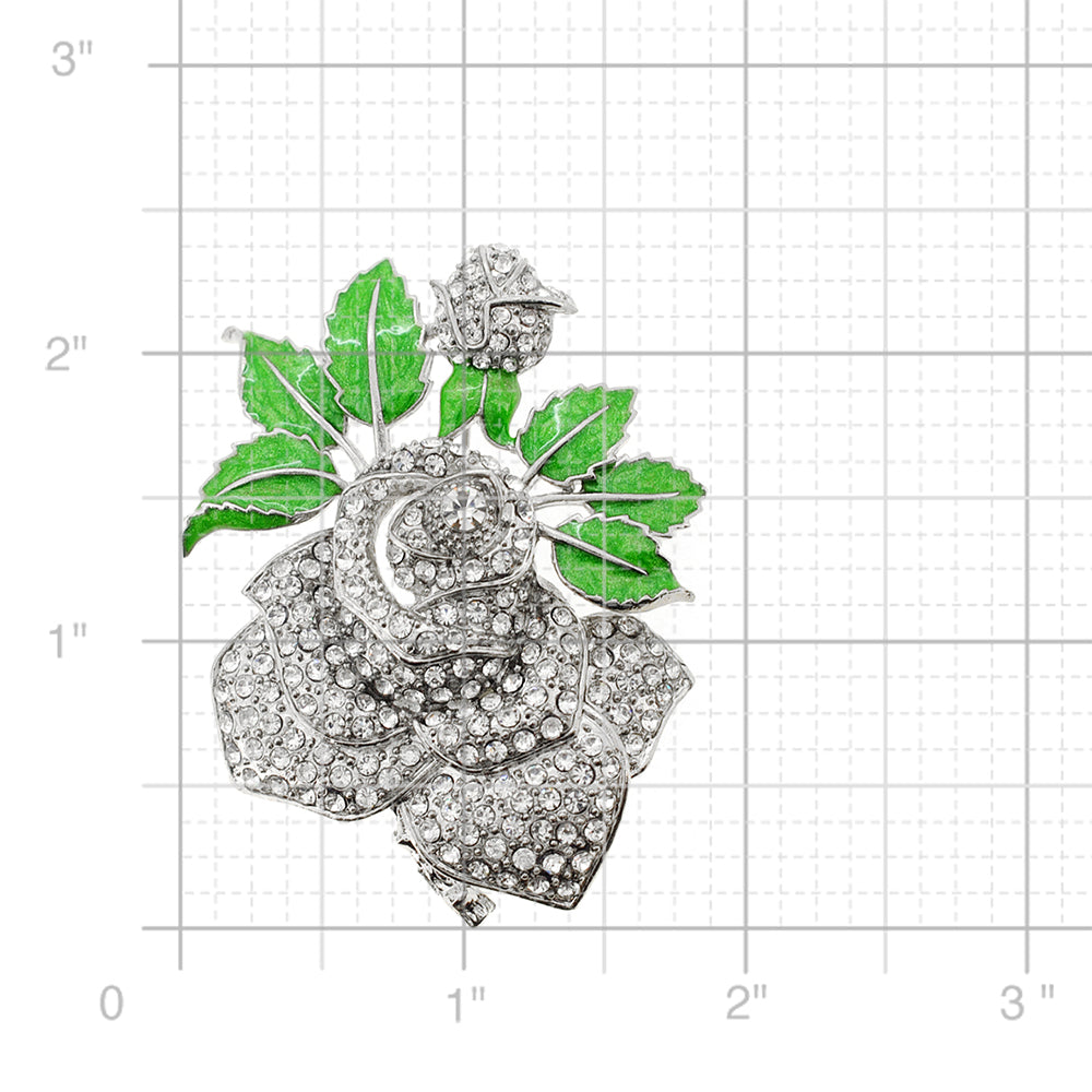 Crystal Flower Pin Brooch