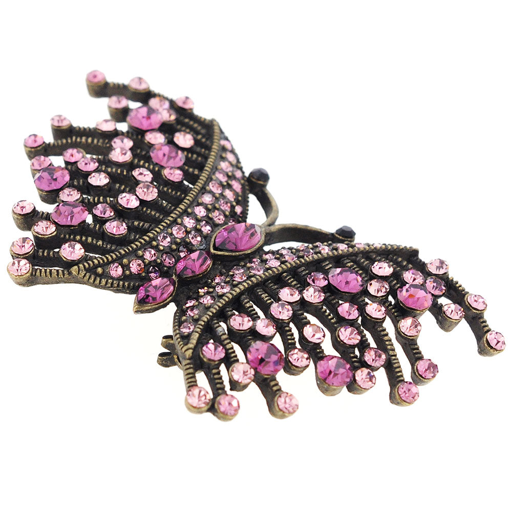 Amethyst Purple Wiry Butterfly Crystal Pin Brooch