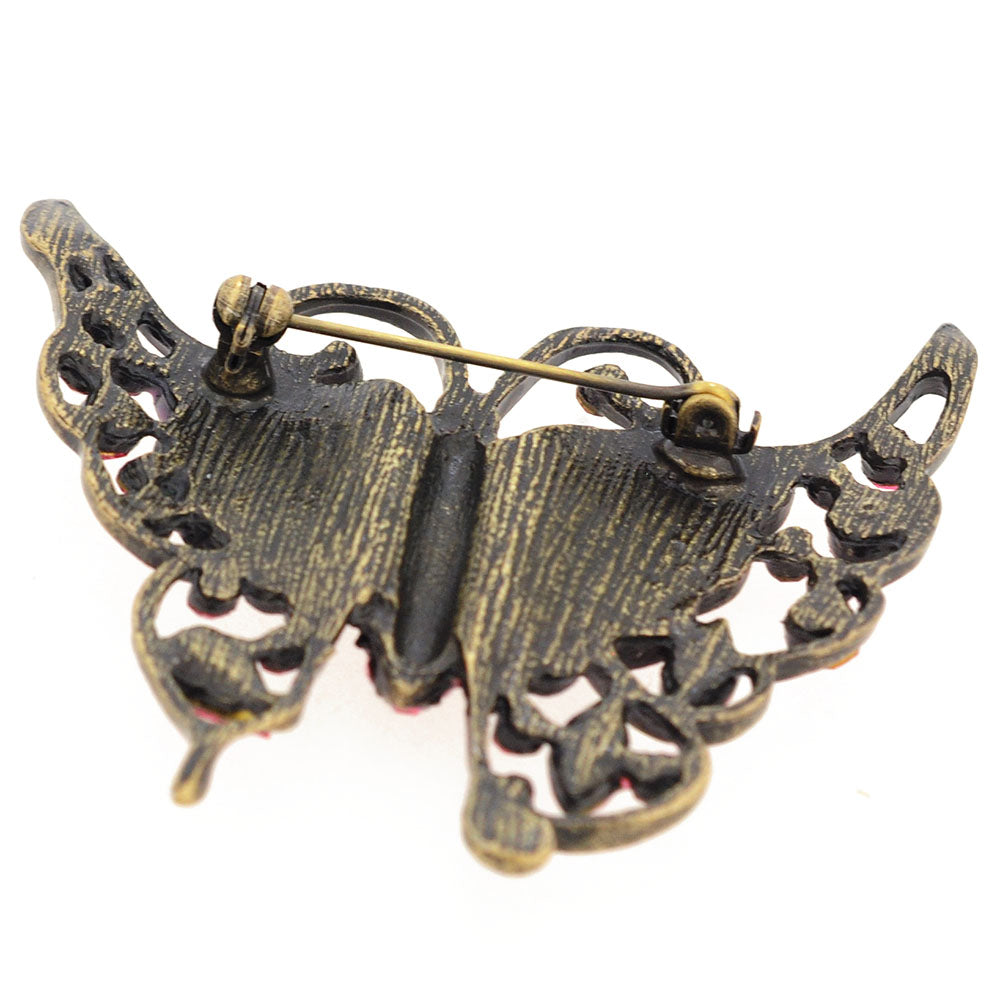Pink Butterfly Crystal Brooch Pin