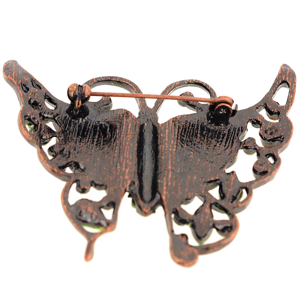 Green Butterfly Crystal Pin Brooch