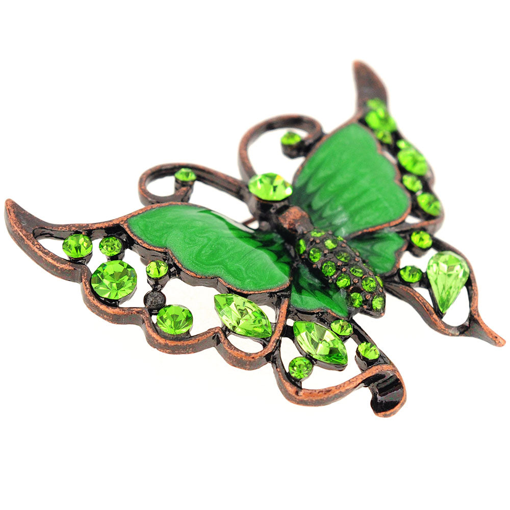 Green Butterfly Crystal Pin Brooch