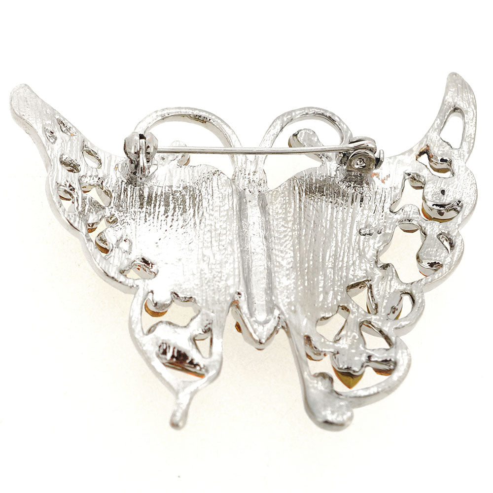 Yellow Butterfly Crystal Pin Brooch