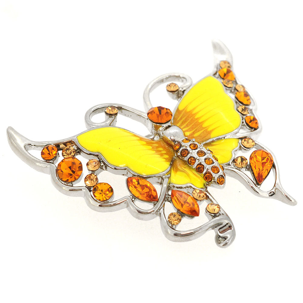 Yellow Butterfly Crystal Pin Brooch
