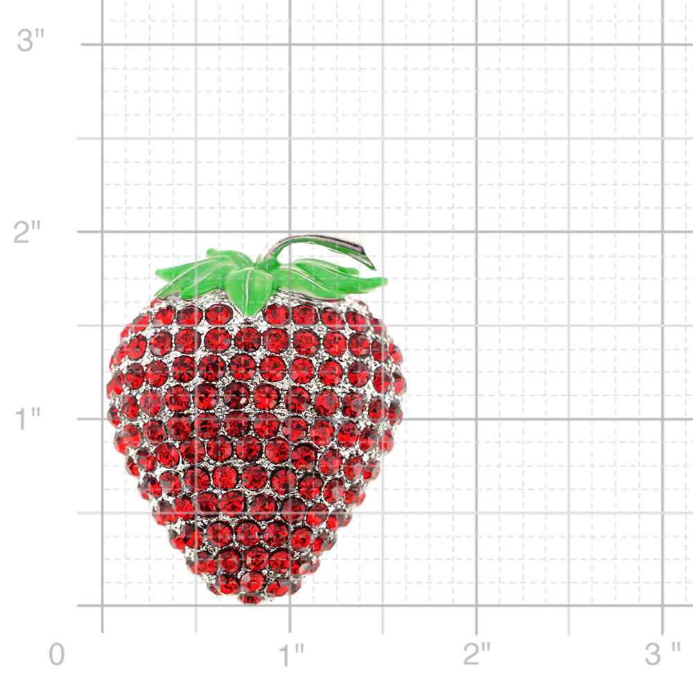 Red Strawberry Crystal Pin Brooch