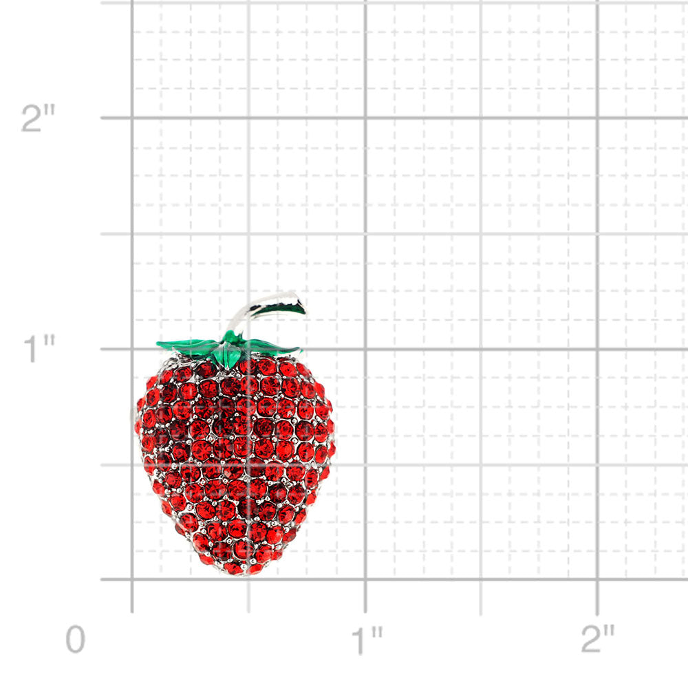 Small Red Strawberry Crystal Pin Brooch