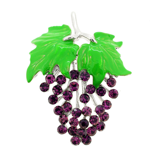 Purple Bunch Of Grapes Amethyst Crystal Pin Brooch
