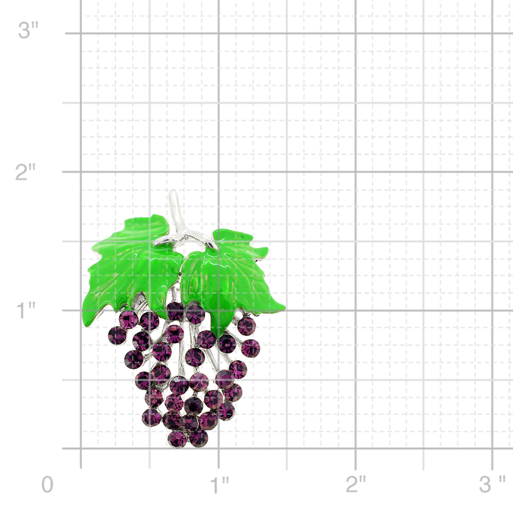 Purple Bunch Of Grapes Amethyst Crystal Pin Brooch