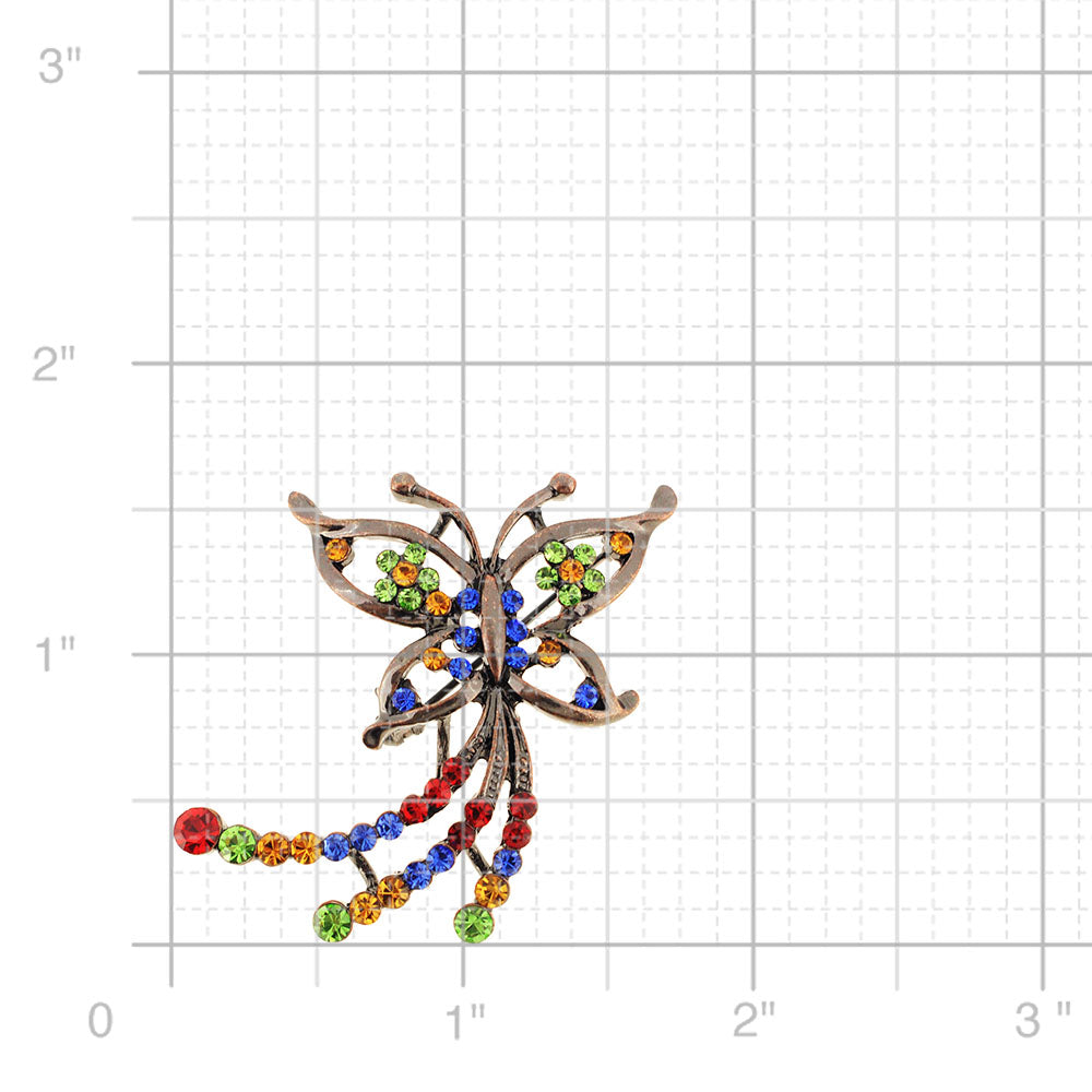 MultiColor Flying Butterfly Crystal Pin Brooch