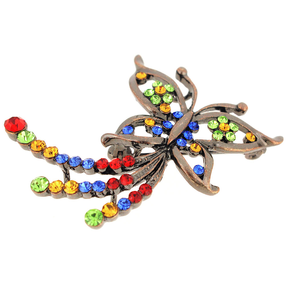 MultiColor Flying Butterfly Crystal Pin Brooch