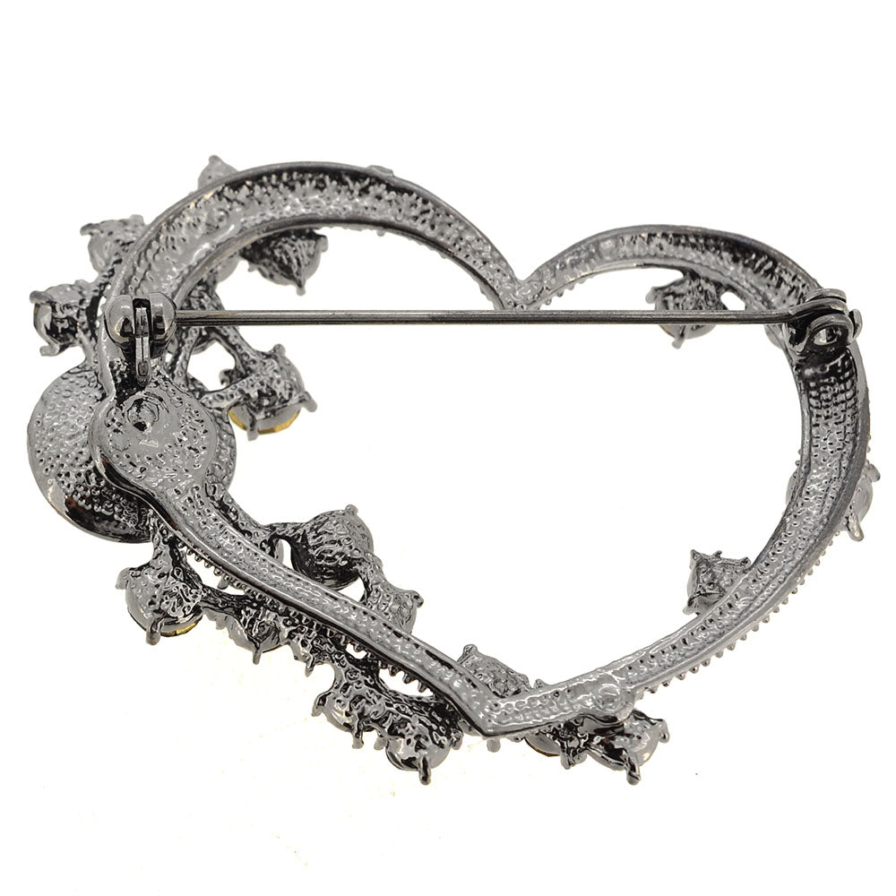 Smokey Black Heart Pin Brooch