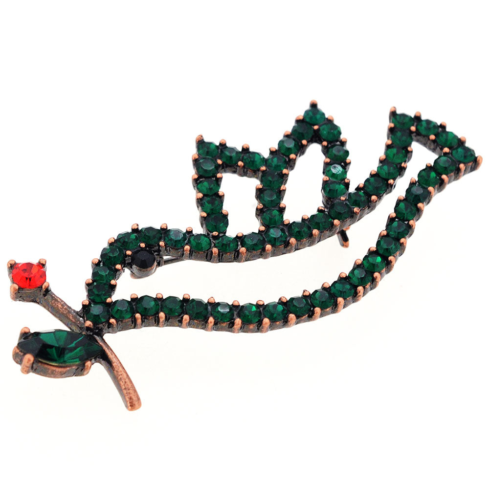 Emerald Green Dove Crystal Bird Pin Brooch