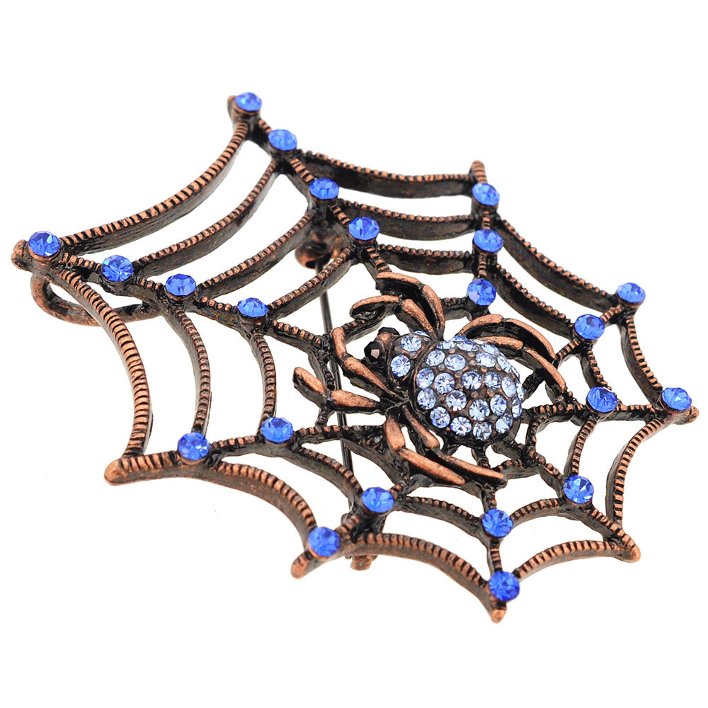 Vintage Style Sapphire Blue Spider Pin Brooch And Pendant