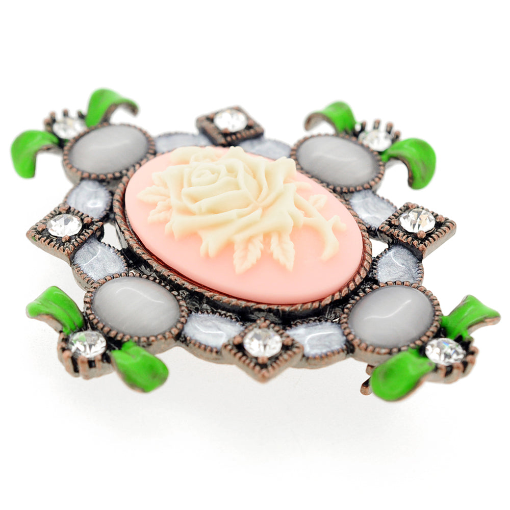 Vintage Flower Cameo Pin Brooch