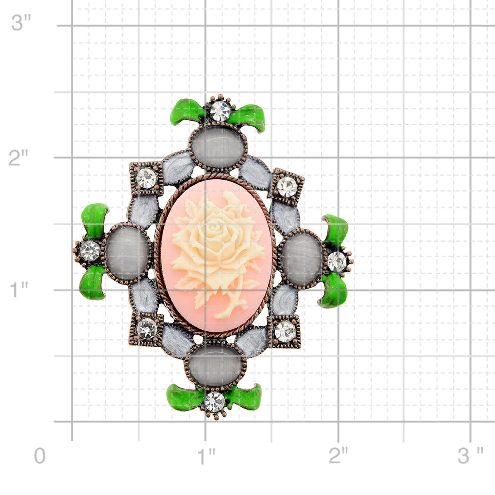 Vintage Flower Cameo Pin Brooch