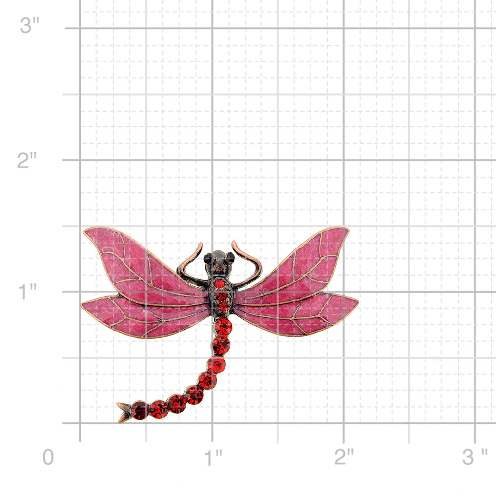 Red Dragonfly Crystal Pin Brooch