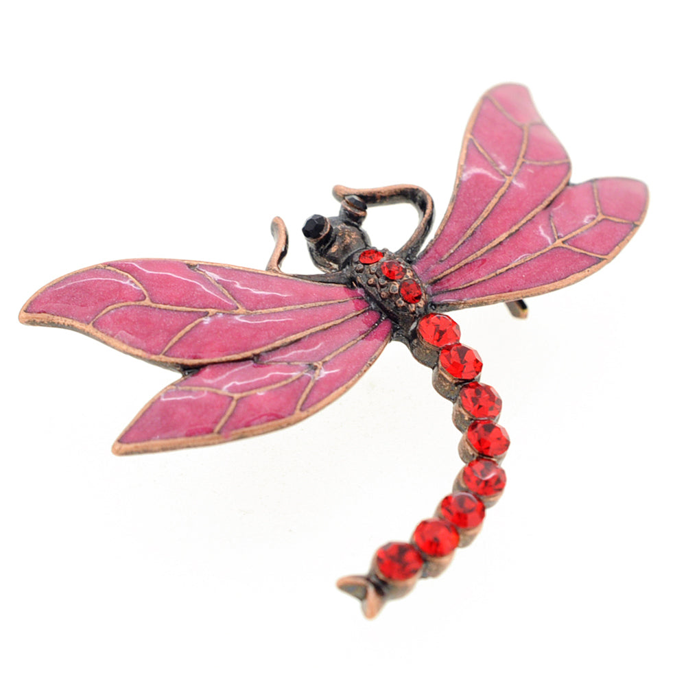 Red Dragonfly Crystal Pin Brooch