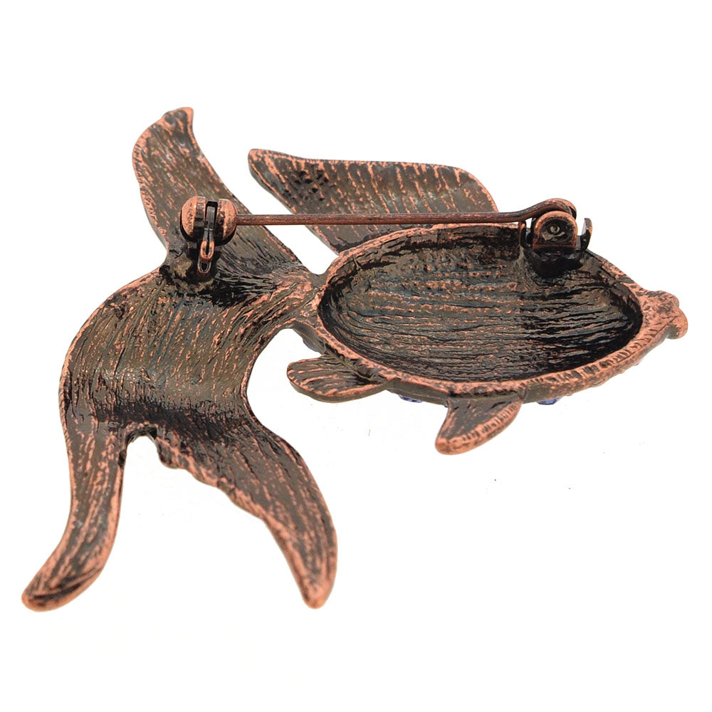 Sapphire Blue Goldfish Crystal Pin Brooch