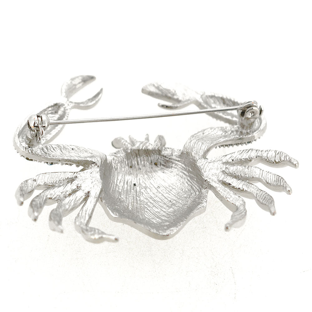 Turquoise Blue Crab Crystal Pin Brooch