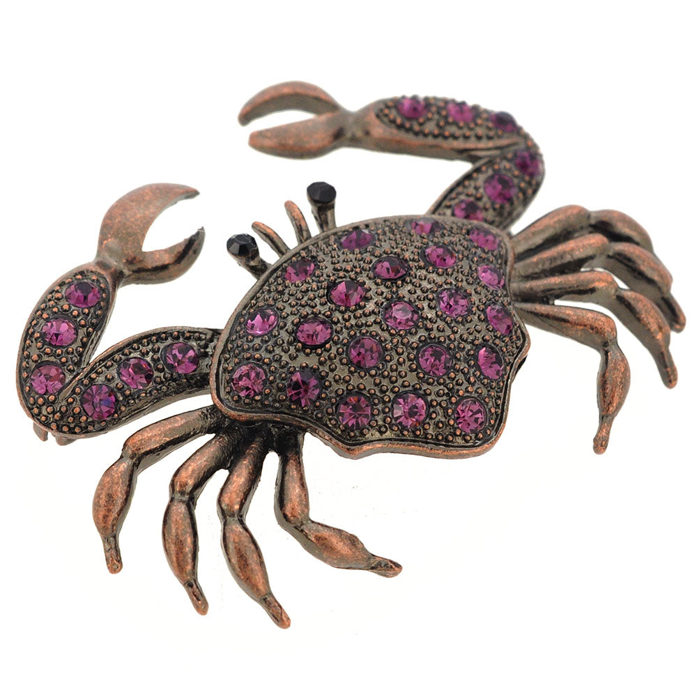 Vintage Style Amethyst Crab Pin Brooch