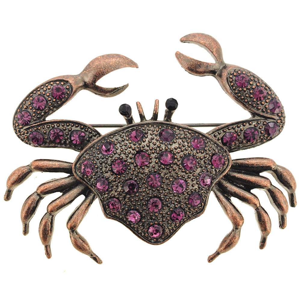 Vintage Style Amethyst Crab Pin Brooch