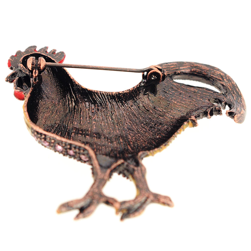 Vintage Style Amethyst Purple Rooster Pin Brooch