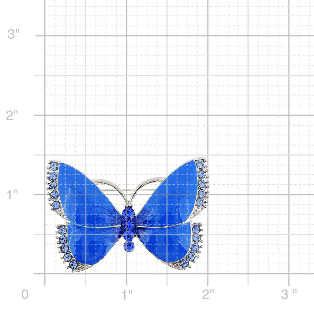 Blue Butterfly Crystal Pin Brooch