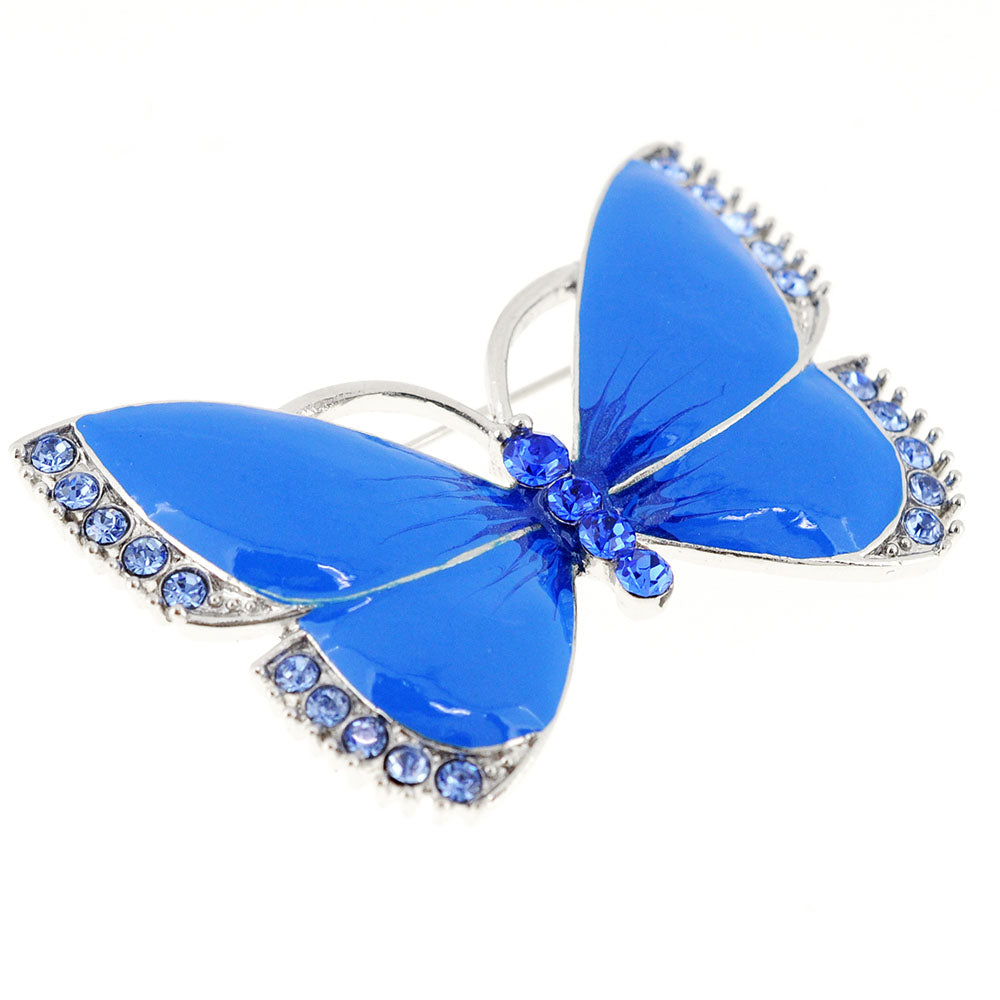 Blue Butterfly Crystal Pin Brooch