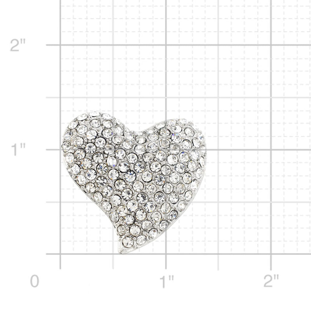 Silver Crystal Heart Pin Brooch