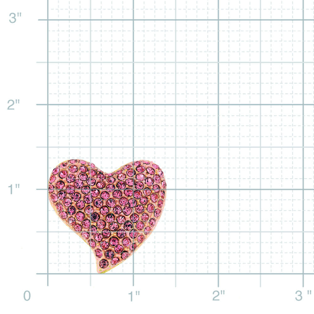 Pink Heart Crystal Pin Brooch