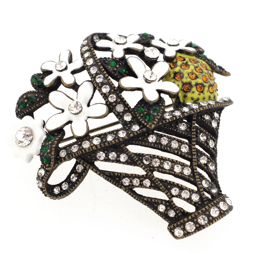 Vintage Style Flower Basket Pin Brooch