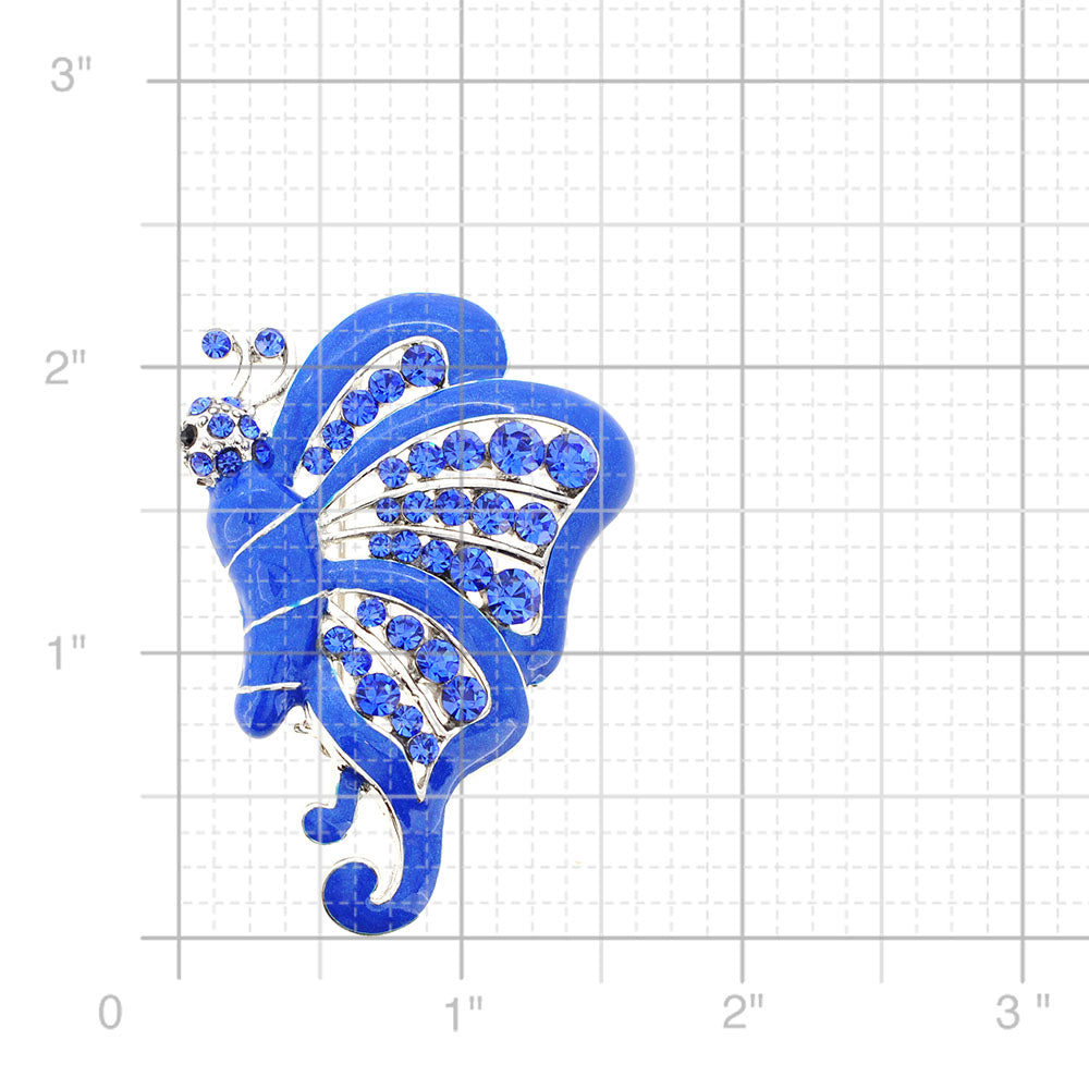 Sapphire Blue Flying Butterfly Pin Brooch