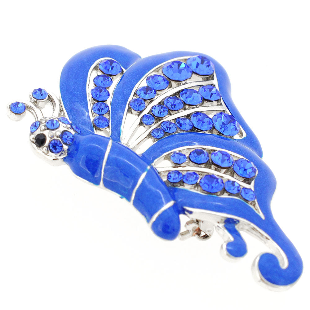 Sapphire Blue Flying Butterfly Pin Brooch