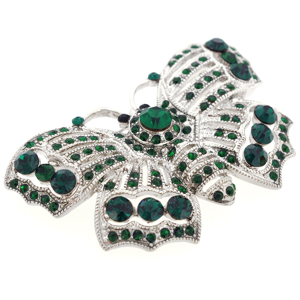 Emerald Green Crystal Butterfly Pin Brooch