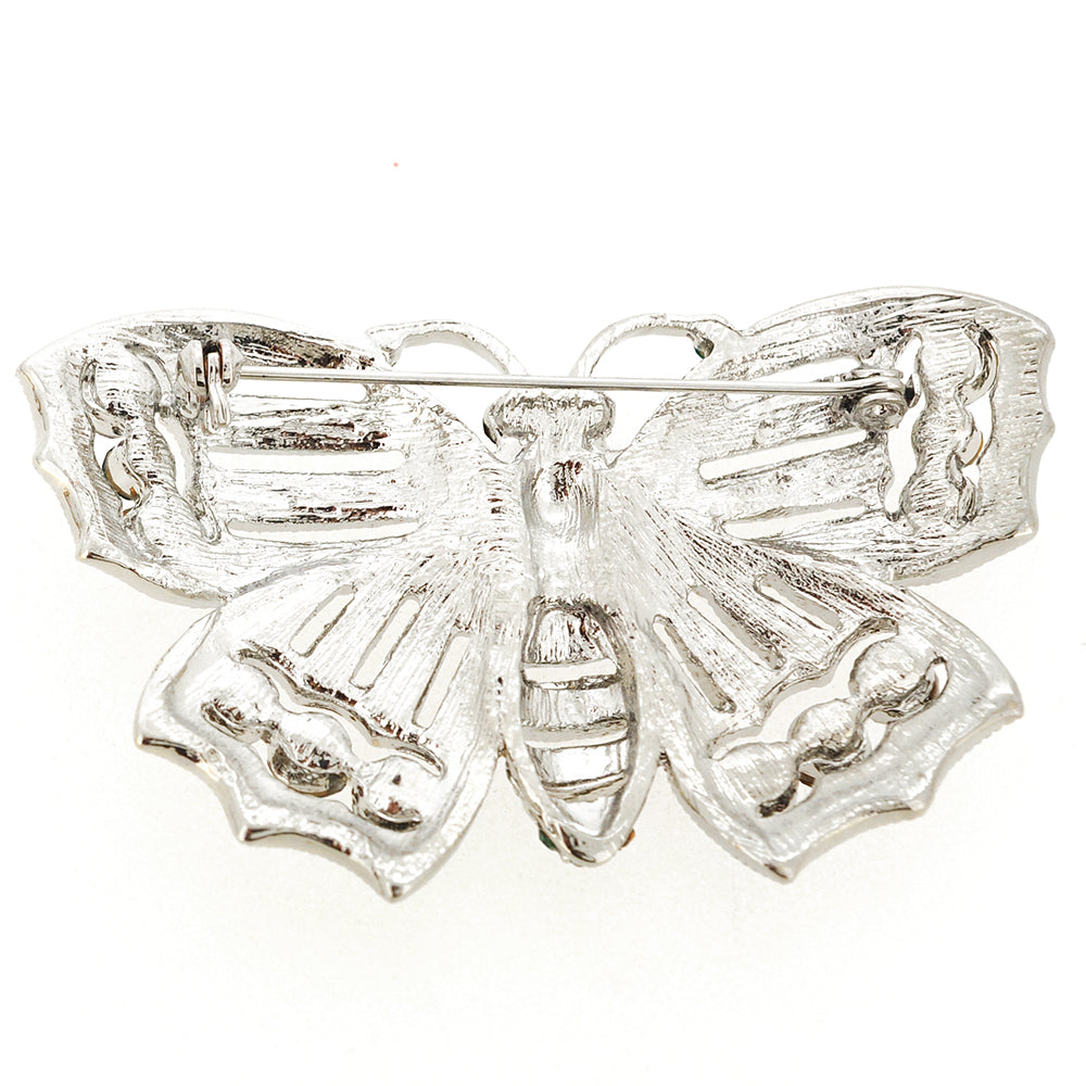Emerald Green Crystal Butterfly Pin Brooch