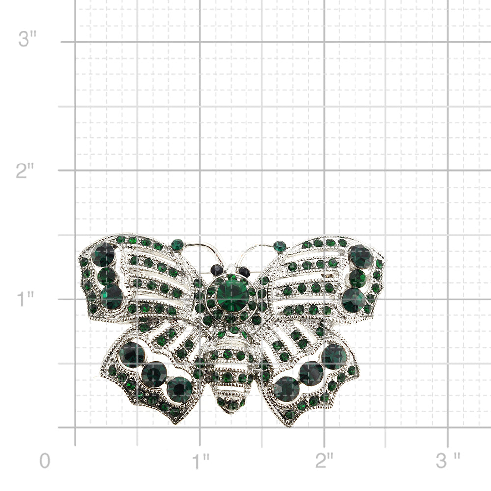 Emerald Green Crystal Butterfly Pin Brooch