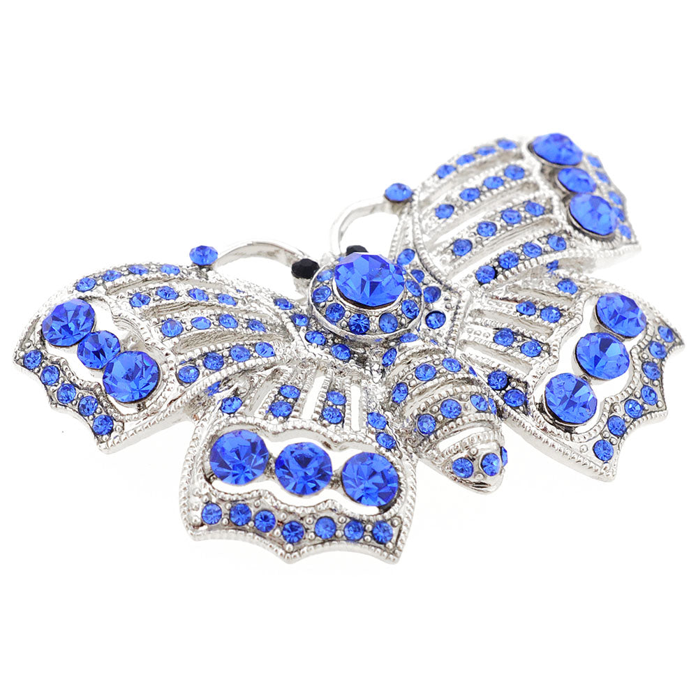 Sapphire Blue Butterfly Pin Brooch