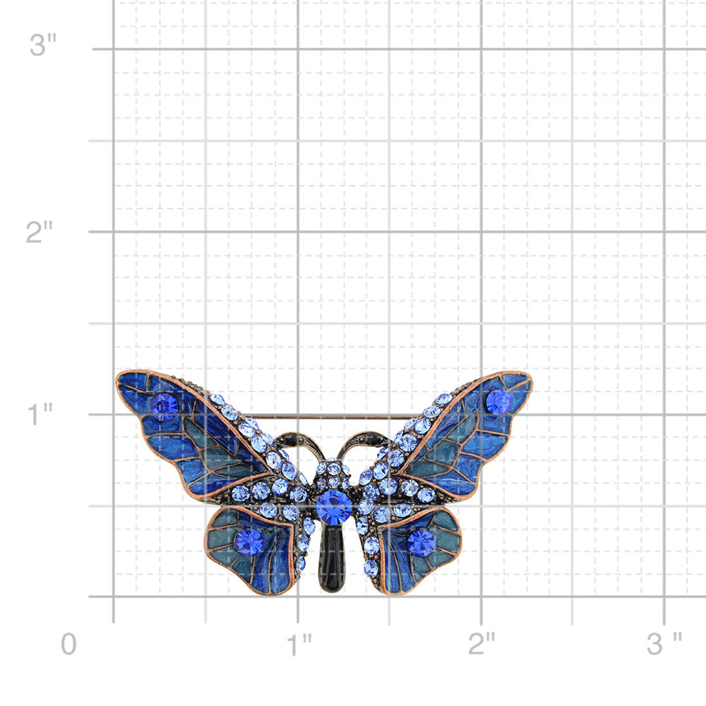 Sapphire Blue Butterfly Pin Brooch