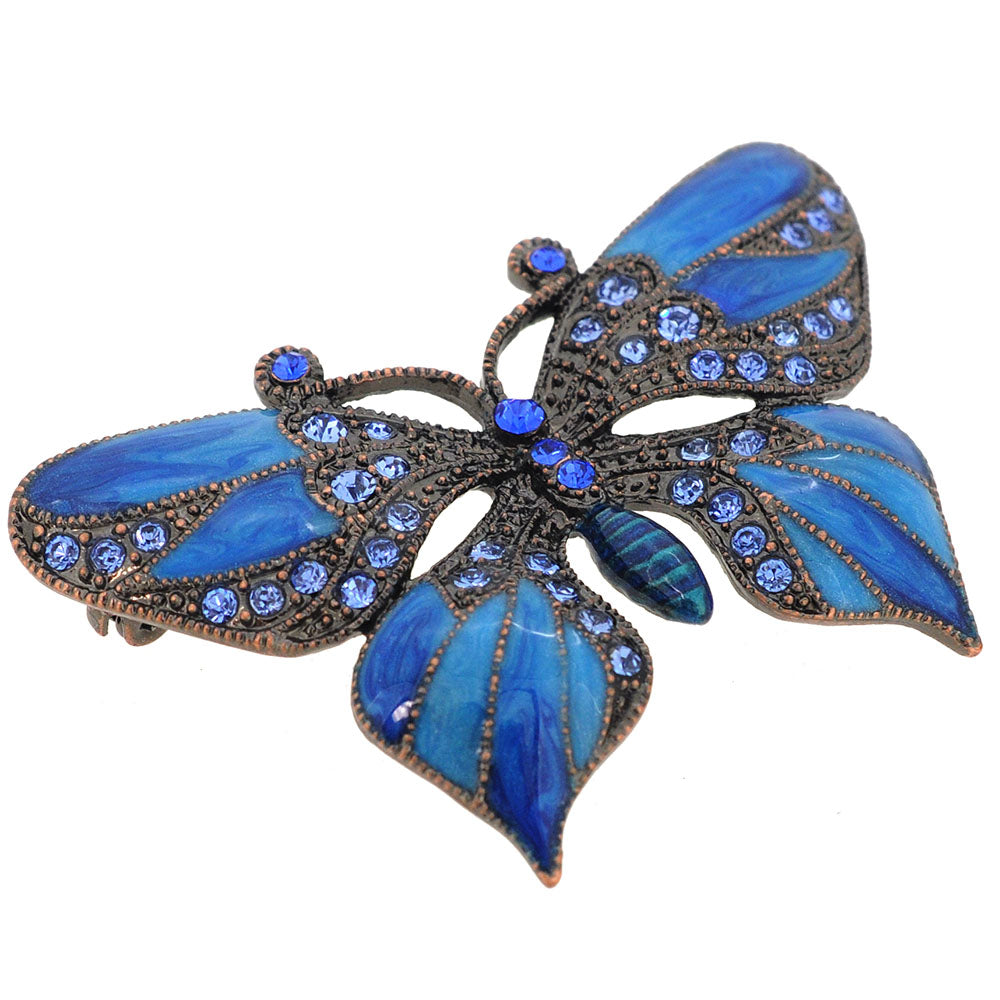 Blue Butterfly Crystal Pin Brooch