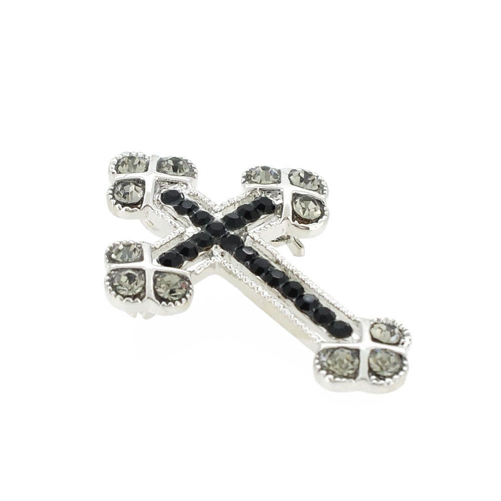 Jet Cross Pin Brooch And Pendant