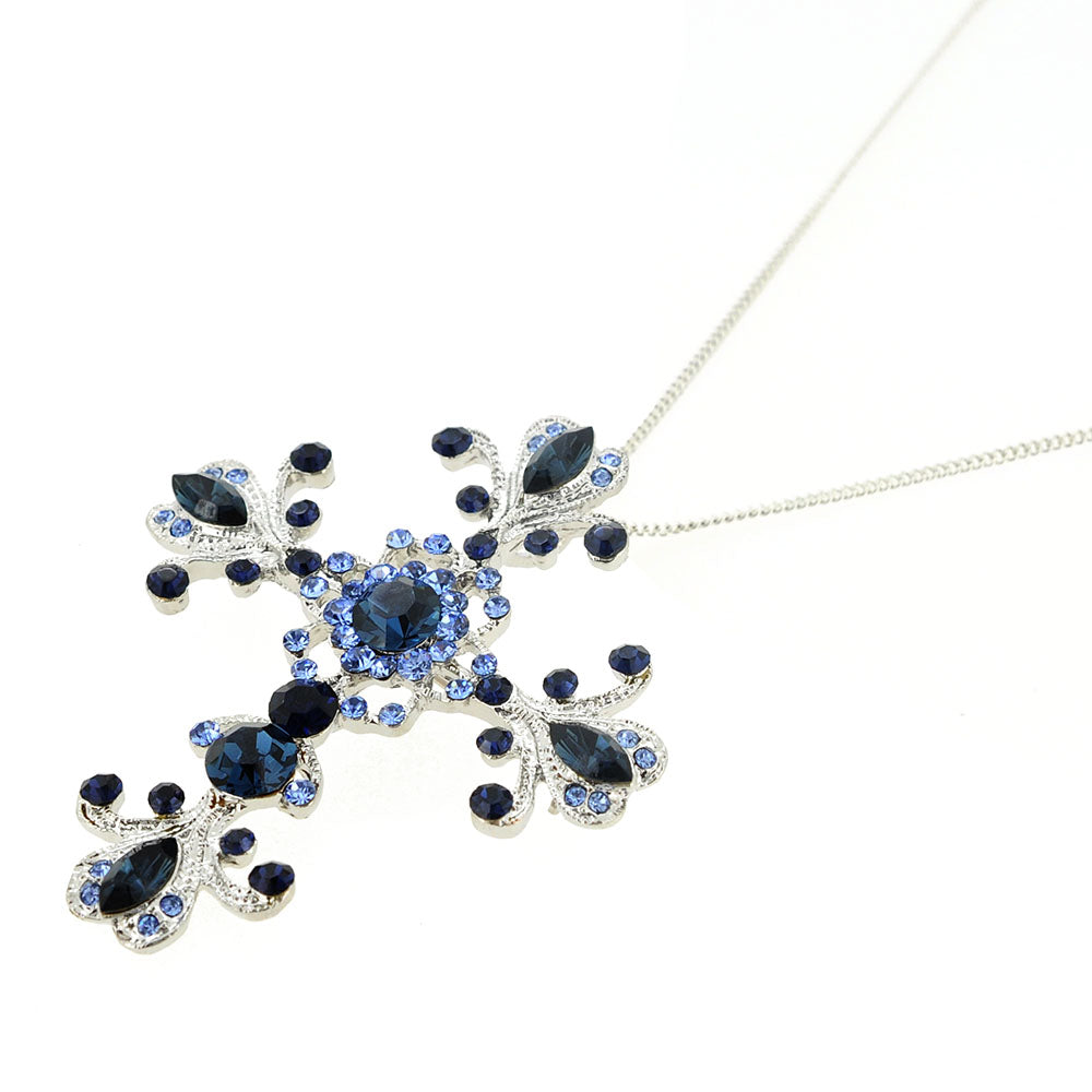 Montana blue Cross Crystal Pin Brooch And Pendant