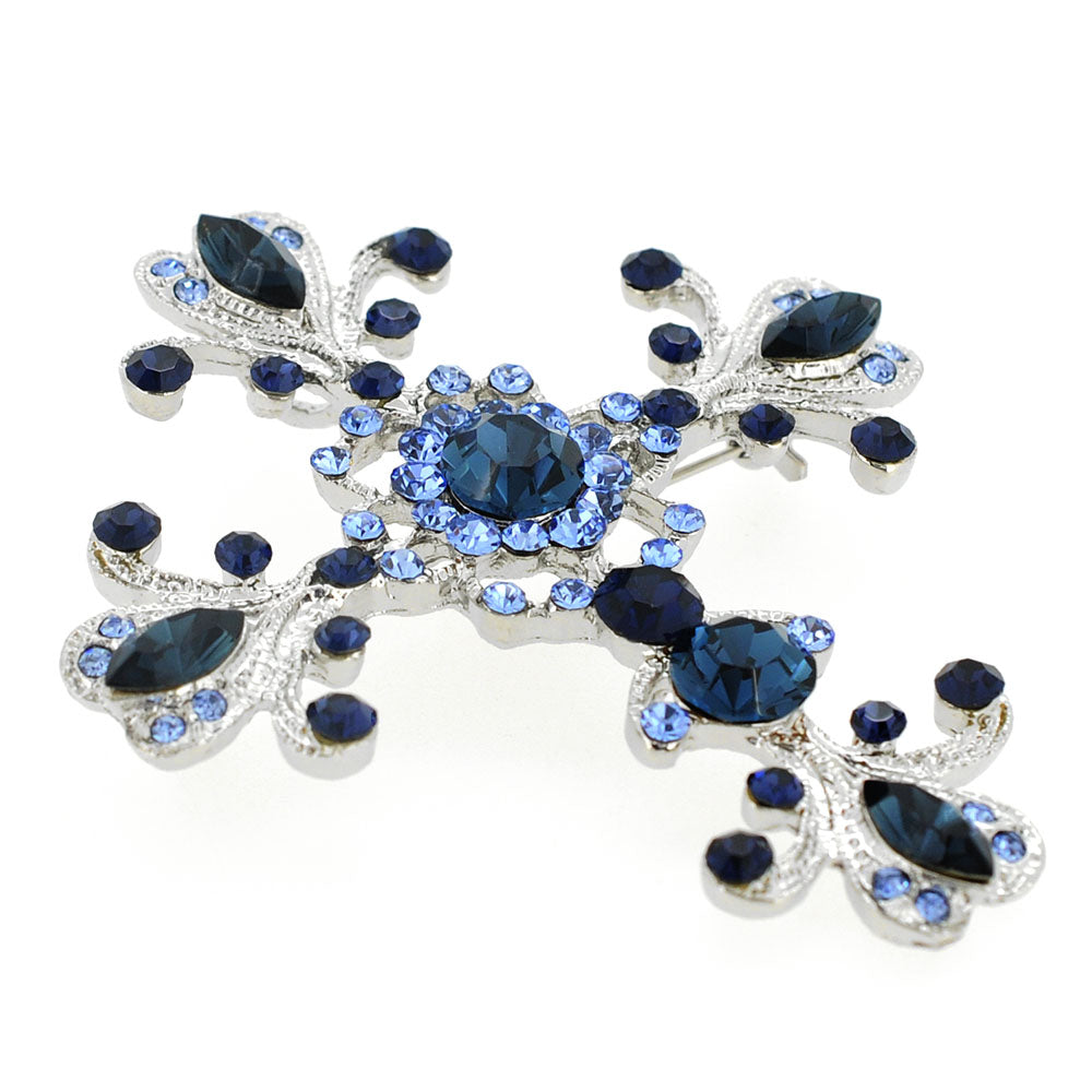 Montana blue Cross Crystal Pin Brooch And Pendant