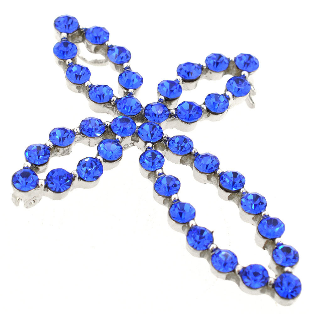 Sapphire Blue Cross Pin And Pendant