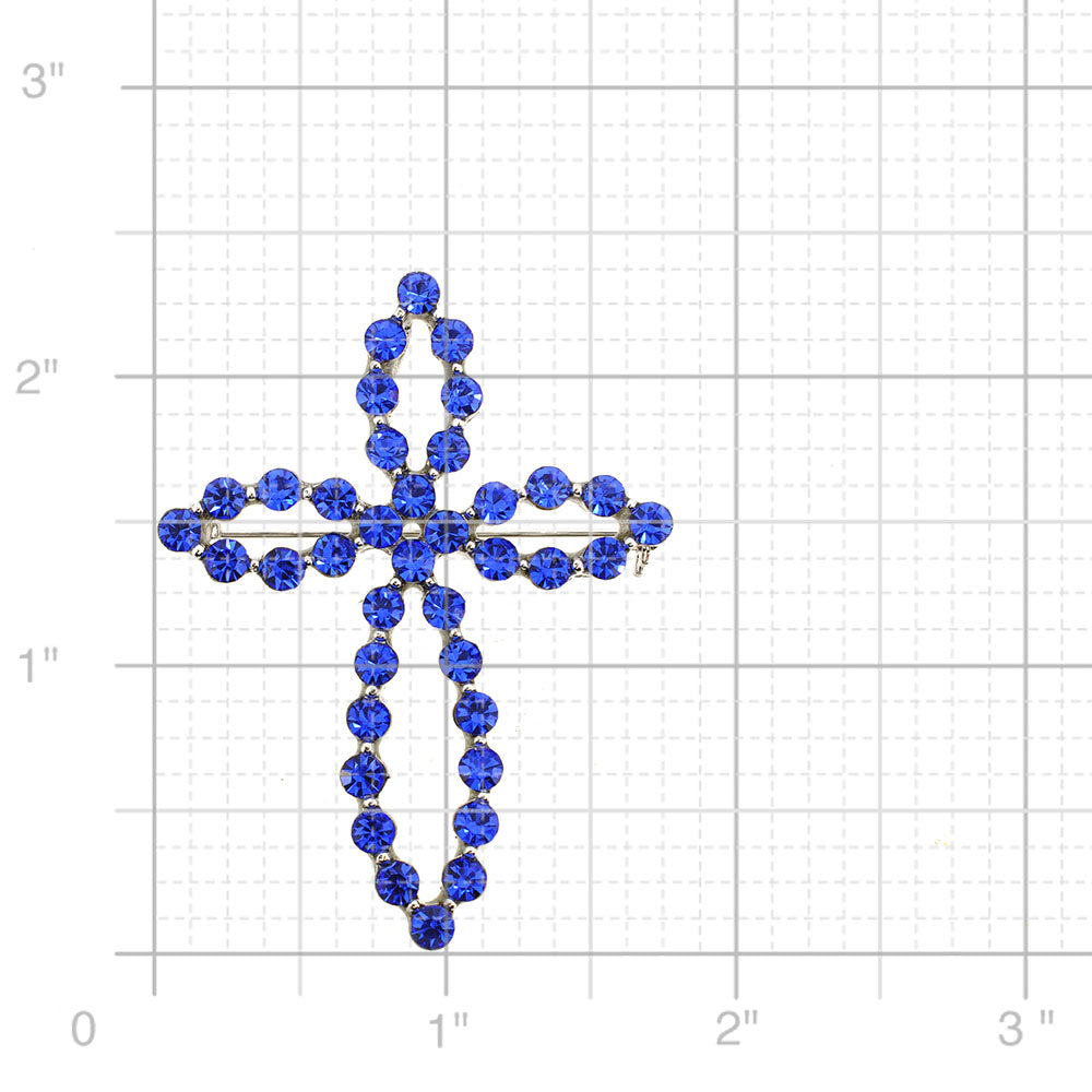 Sapphire Blue Cross Pin And Pendant
