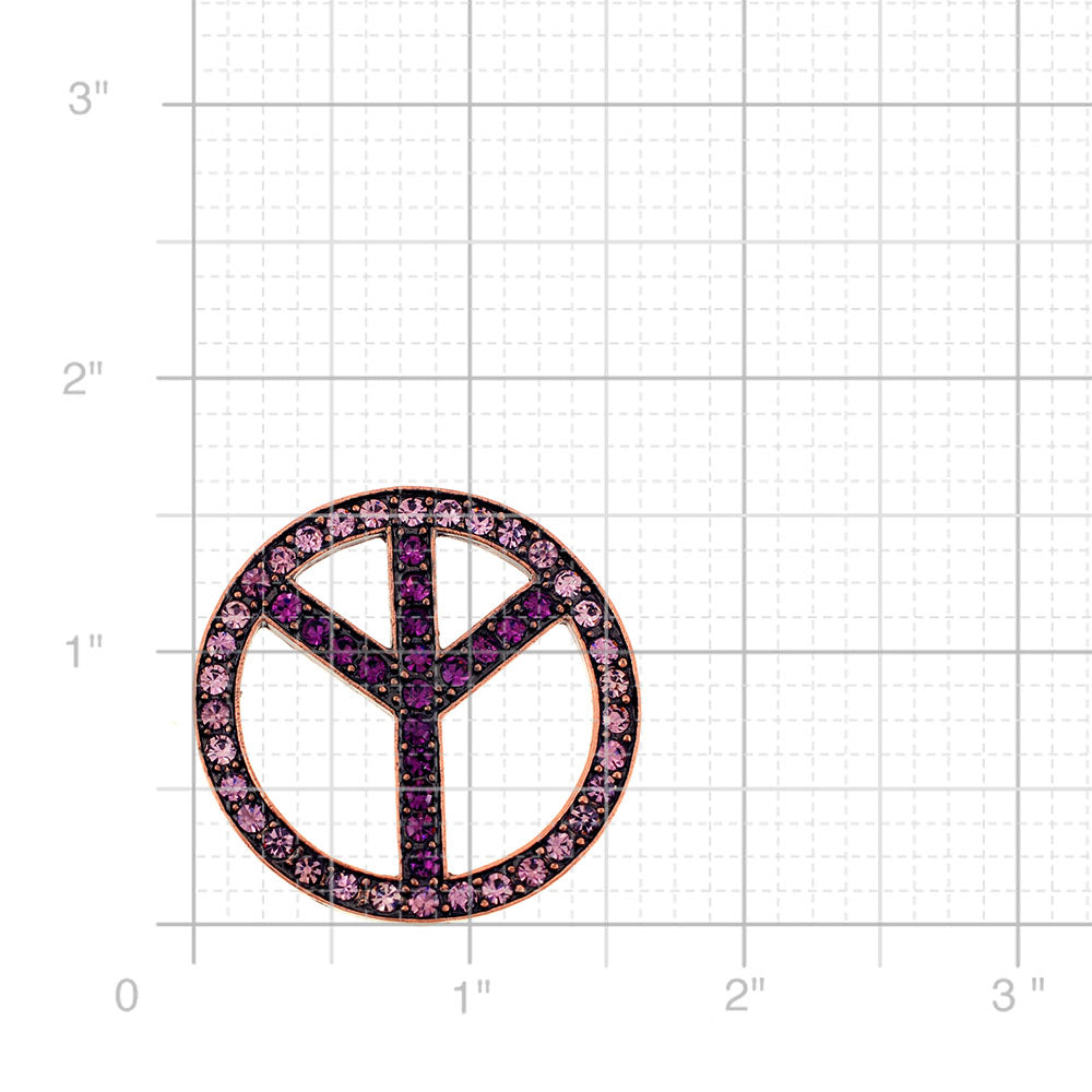 Purple Peace Sign Amethyst Crystal Pin Brooch